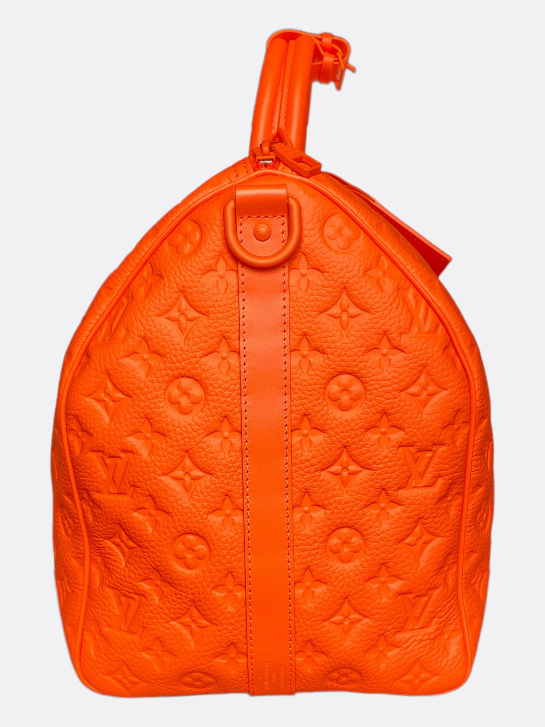 Louis Vuitton Orange Taurillon Monogram Leather Keepall 50