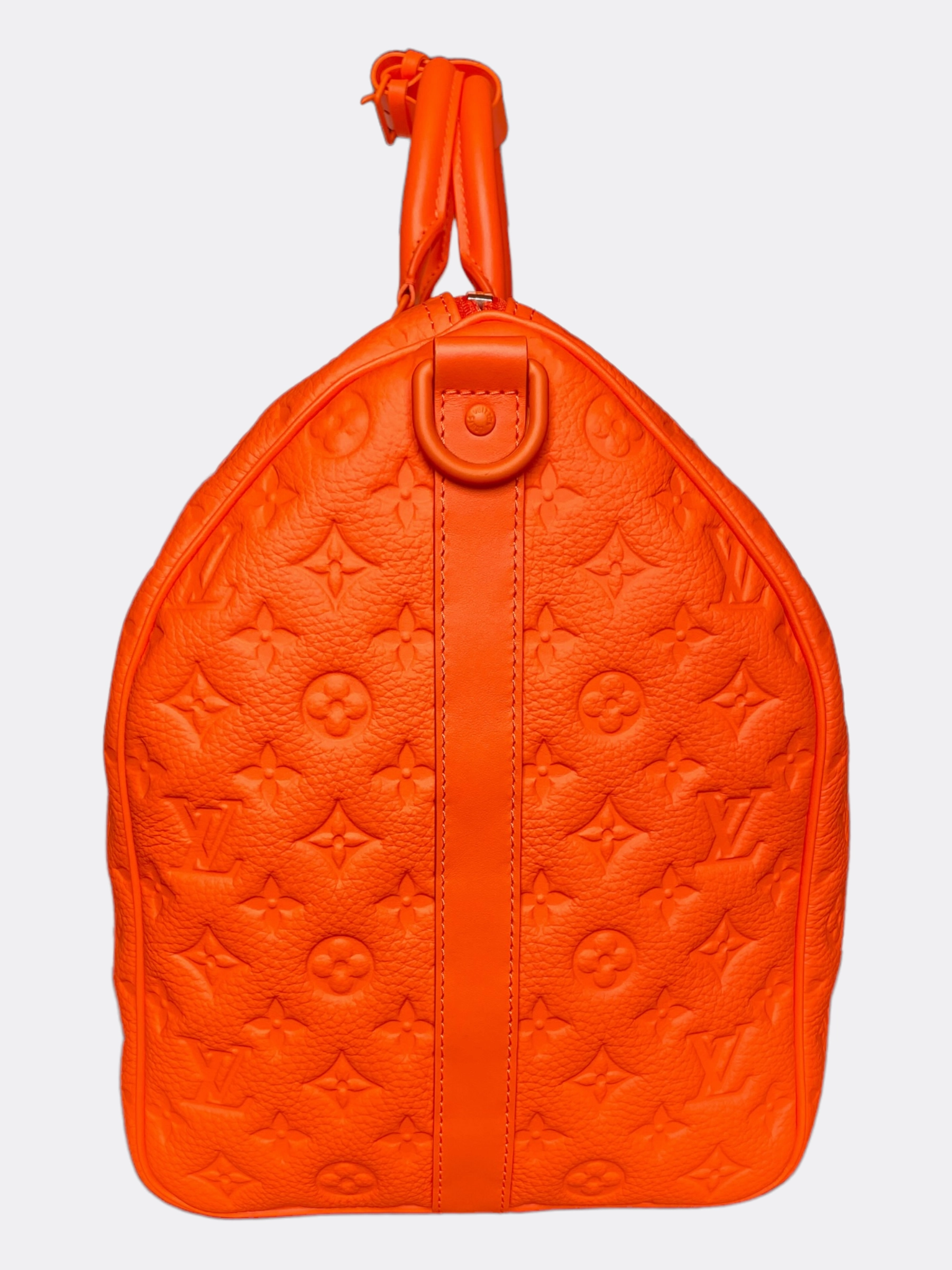 Louis Vuitton Orange Taurillon Monogram Leather Keepall 50
