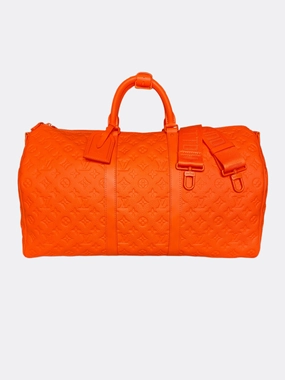 Louis Vuitton Orange Taurillon Monogram Leather Keepall 50