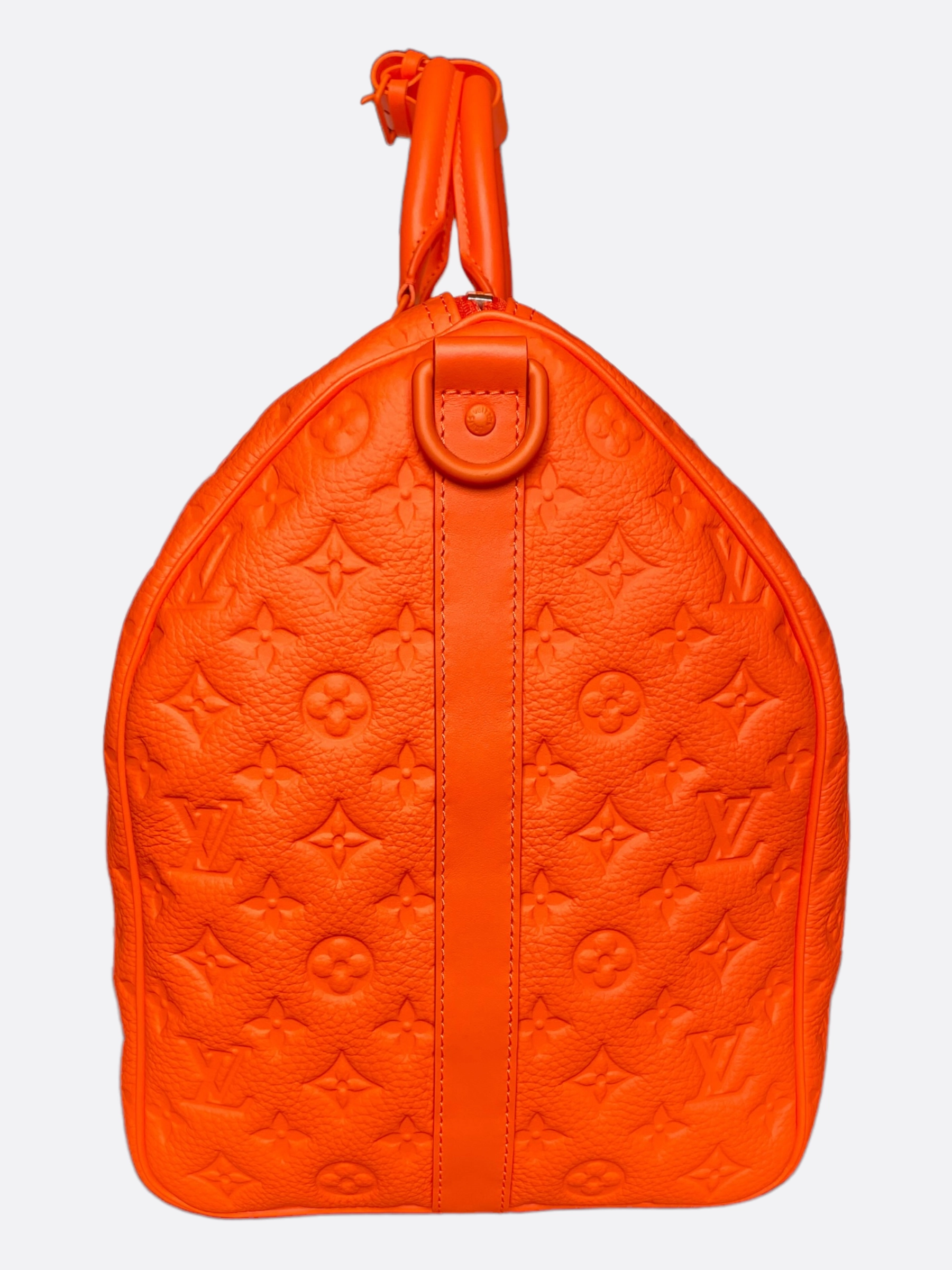 Louis Vuitton Orange Taurillon Monogram Leather Keepall 50