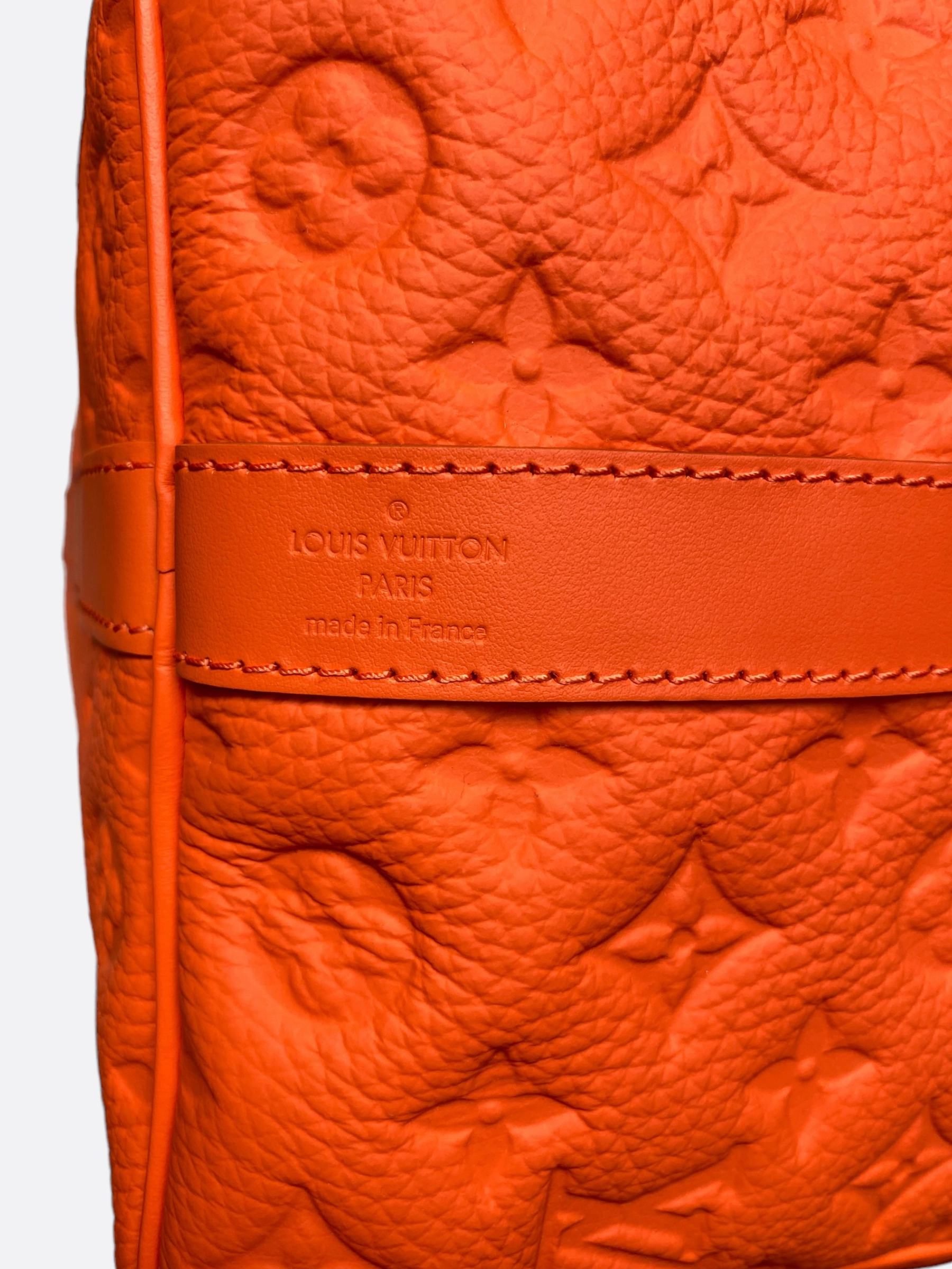 Louis Vuitton Orange Taurillon Monogram Leather Keepall 50