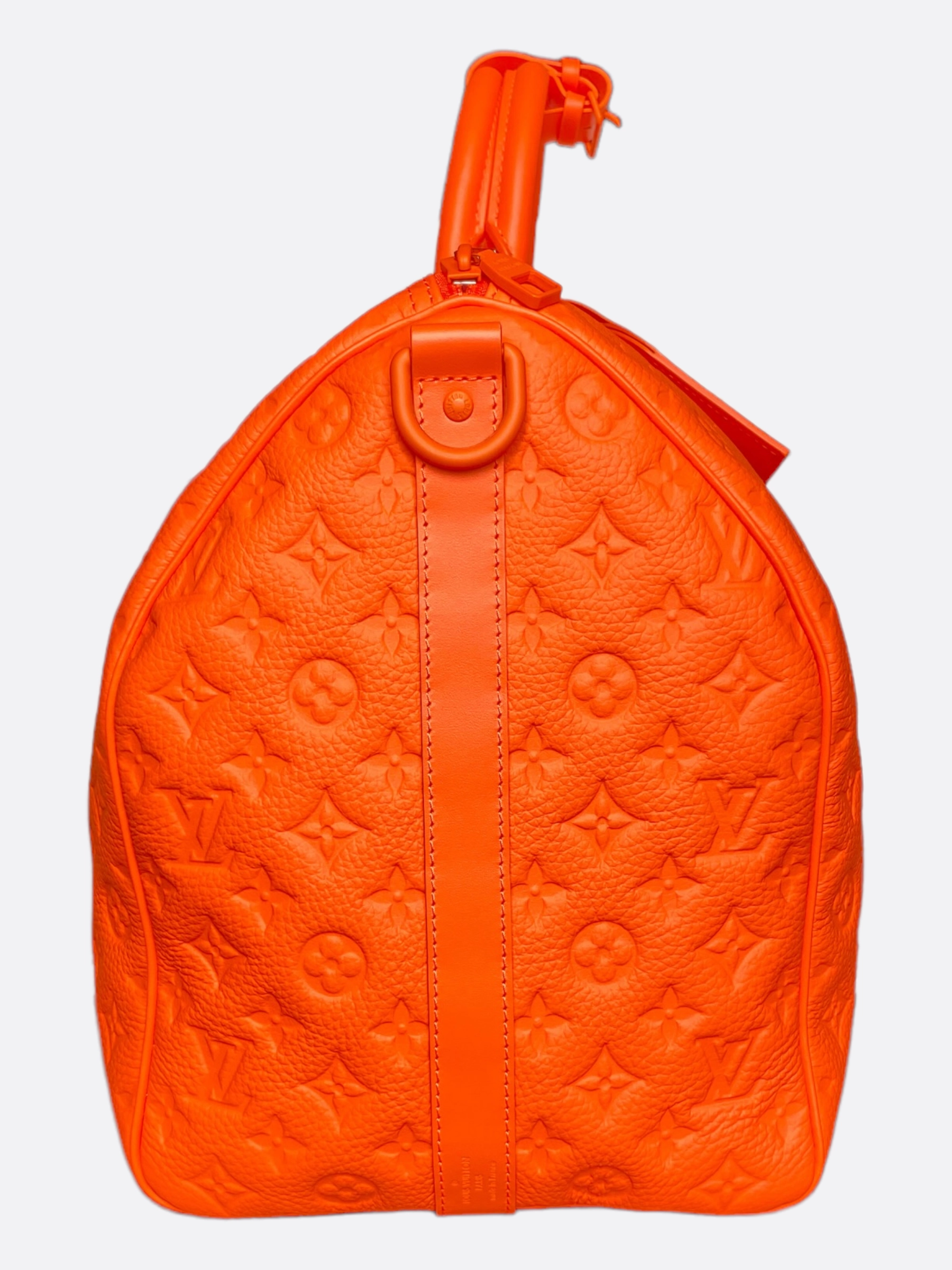 Louis Vuitton Orange Taurillon Monogram Leather Keepall 50