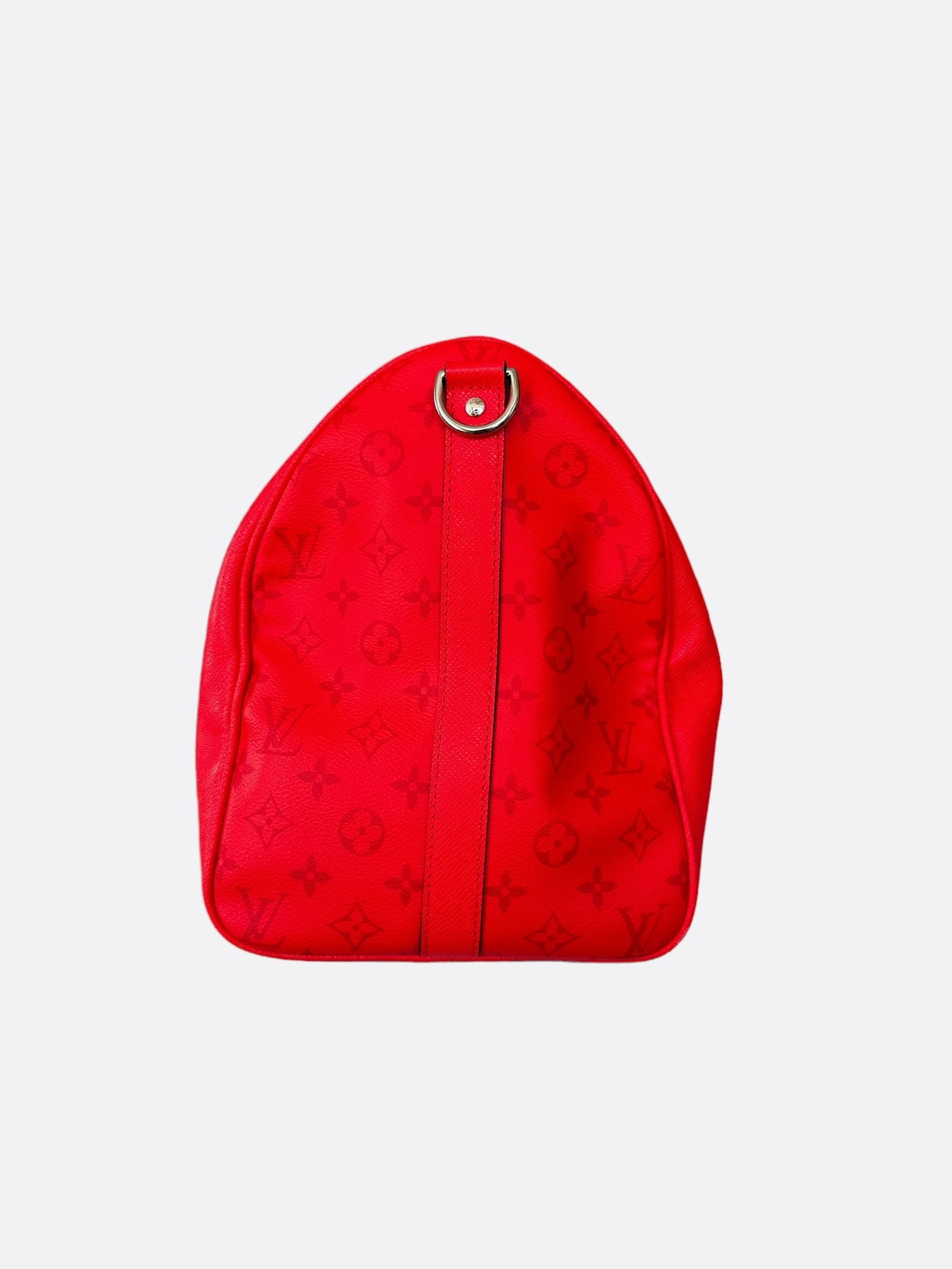 Louis Vuitton Red Taigarama Monogram Keepall 50