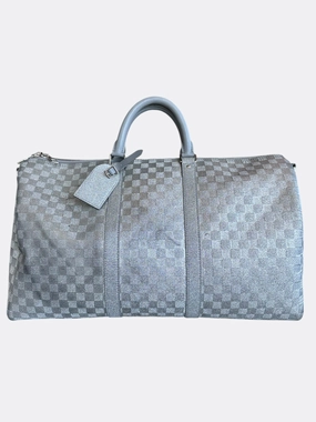 Louis Vuitton Silver Damier Glitter Keepall 50