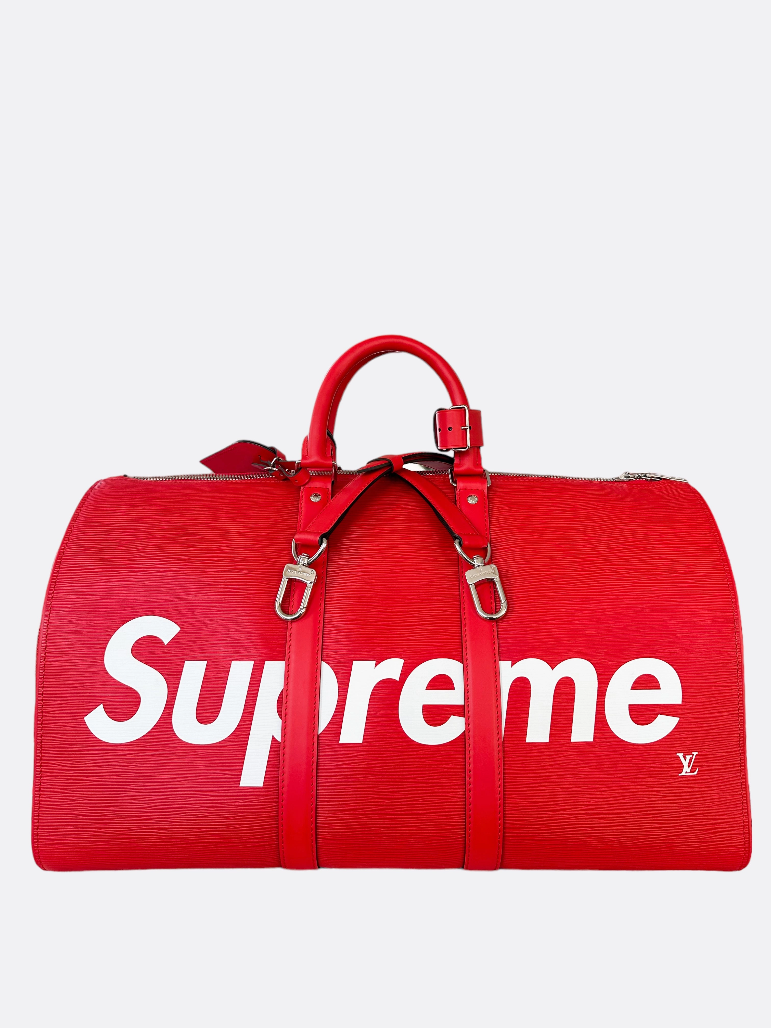 Louis Vuitton Supreme Red EPI Leather Keepall 45
