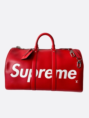 Louis Vuitton Supreme Red EPI Leather Keepall 45