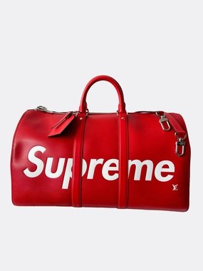 Louis Vuitton Supreme Red EPI Leather Keepall 45