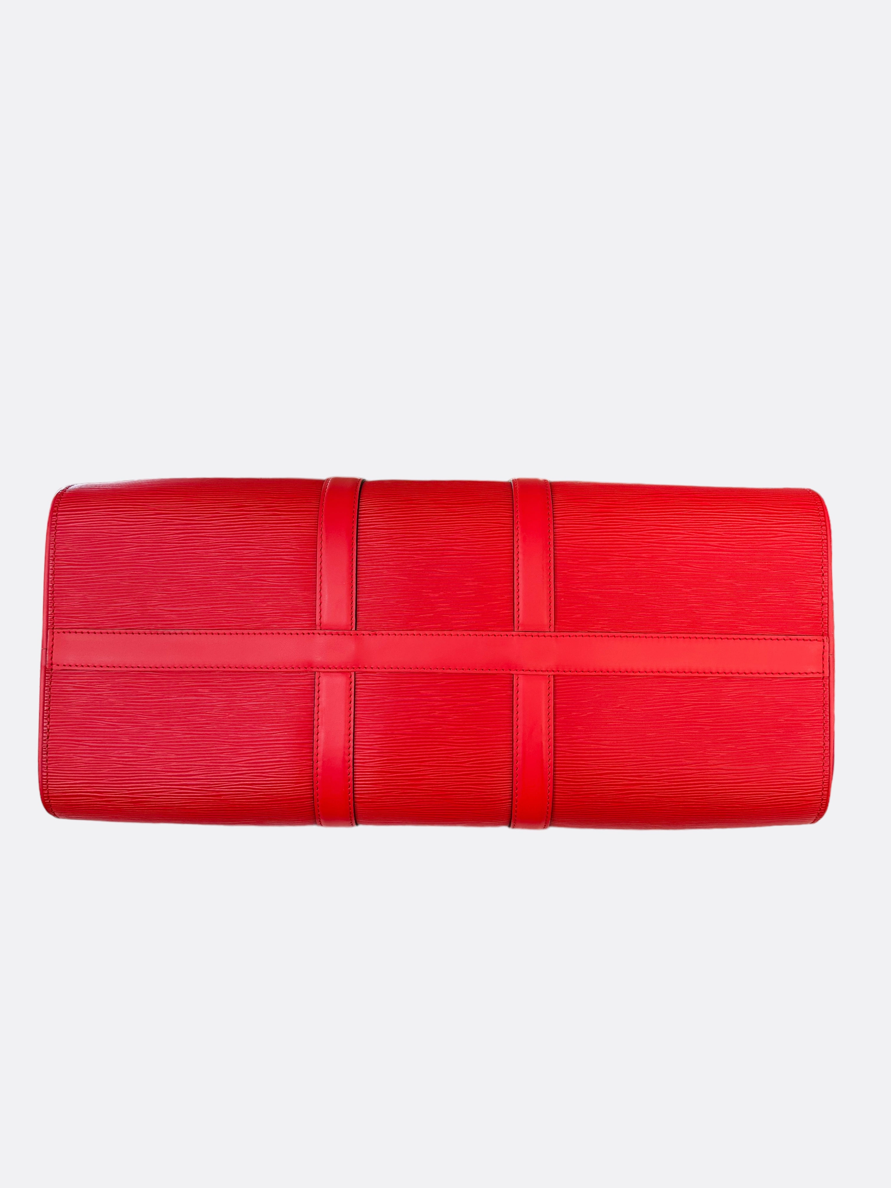 Louis Vuitton Supreme Red EPI Leather Keepall 45