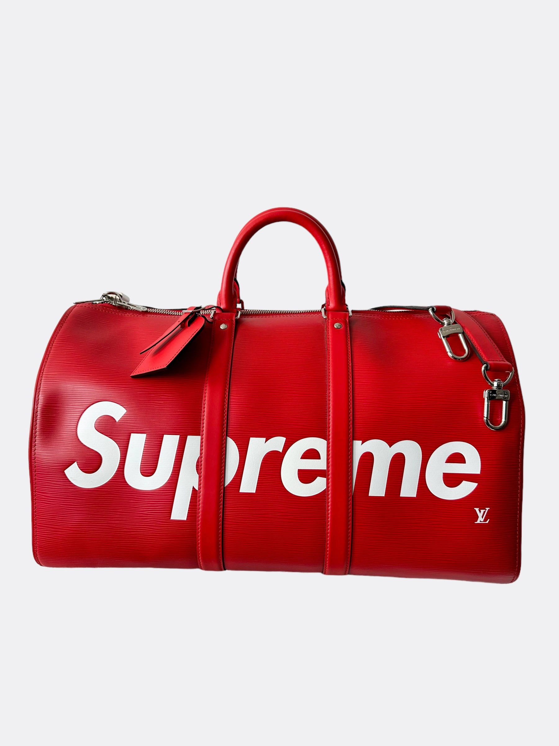 Louis Vuitton Supreme Red EPI Leather Keepall 45