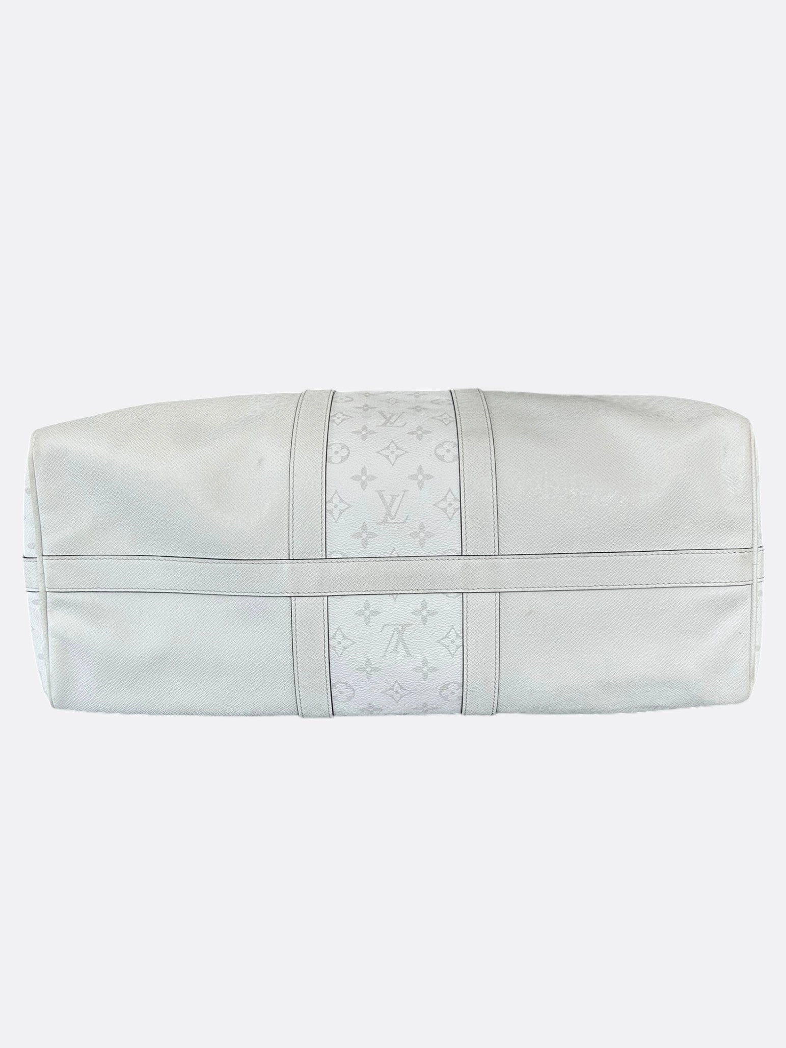 Louis Vuitton White Taigarama Monogram Keepall 50