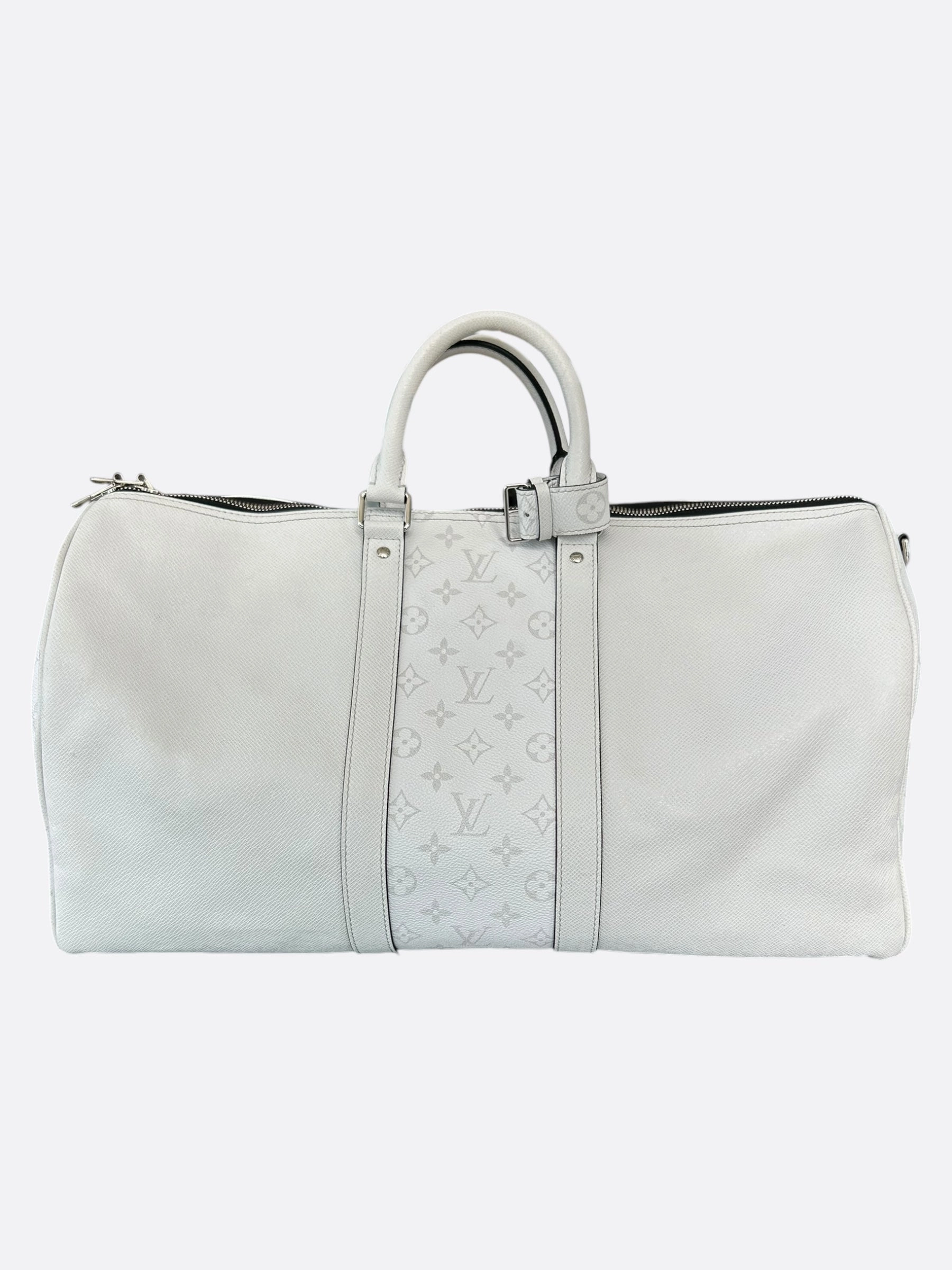 Louis Vuitton White Taigarama Monogram Keepall 50
