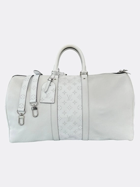 Louis Vuitton White Taigarama Monogram Keepall 50