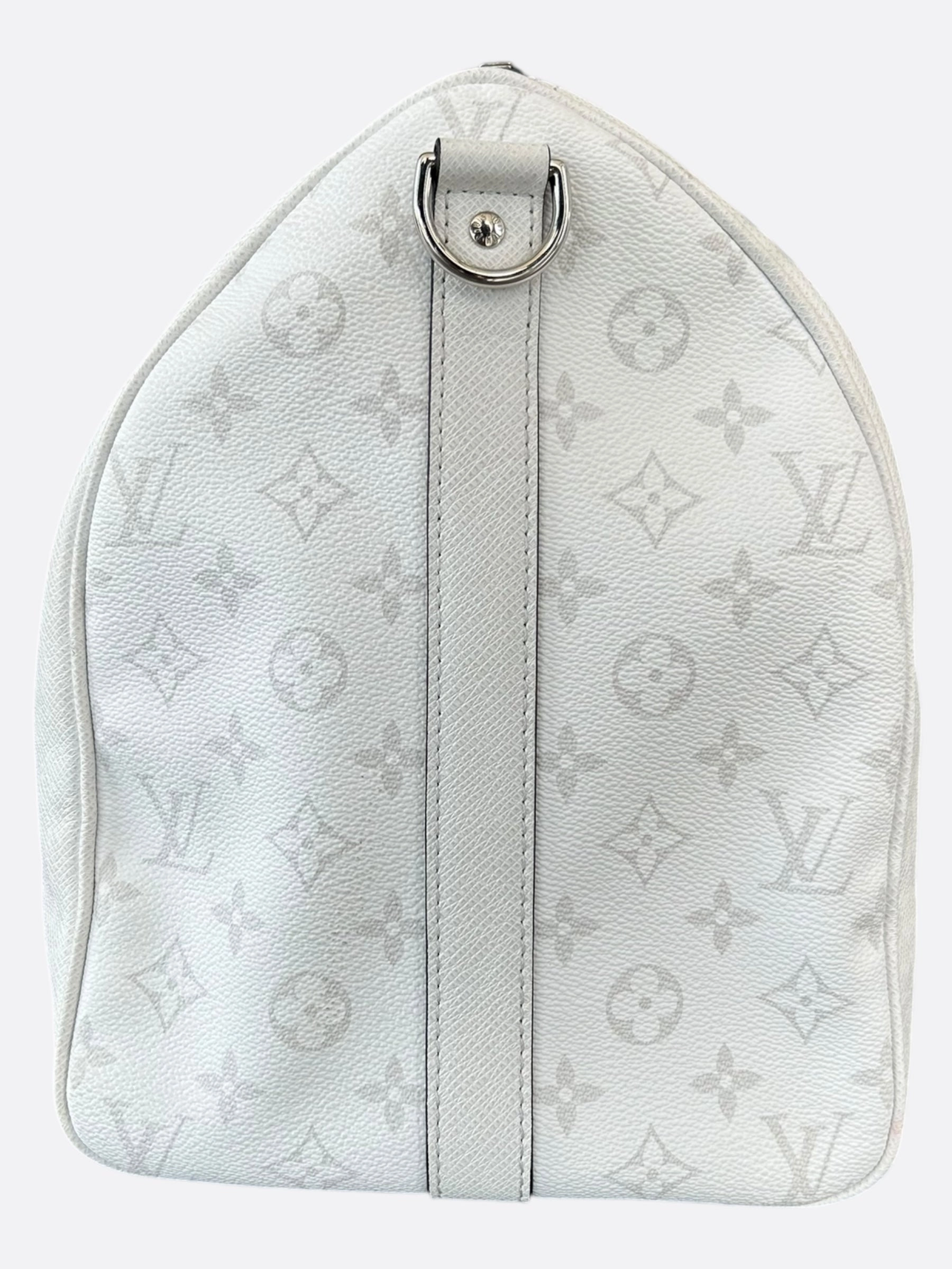 Louis Vuitton White Taigarama Monogram Keepall 50