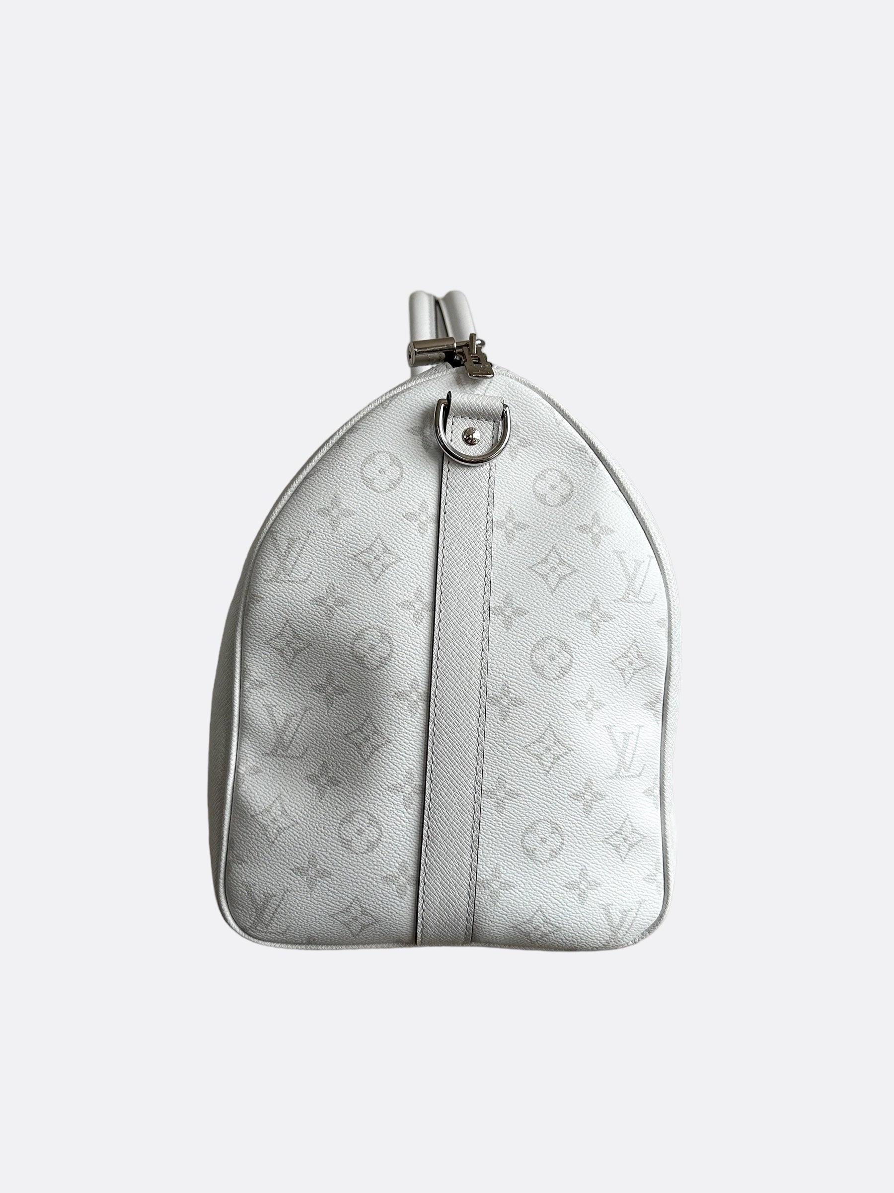 Louis Vuitton White Taigarama Monogram Keepall 50