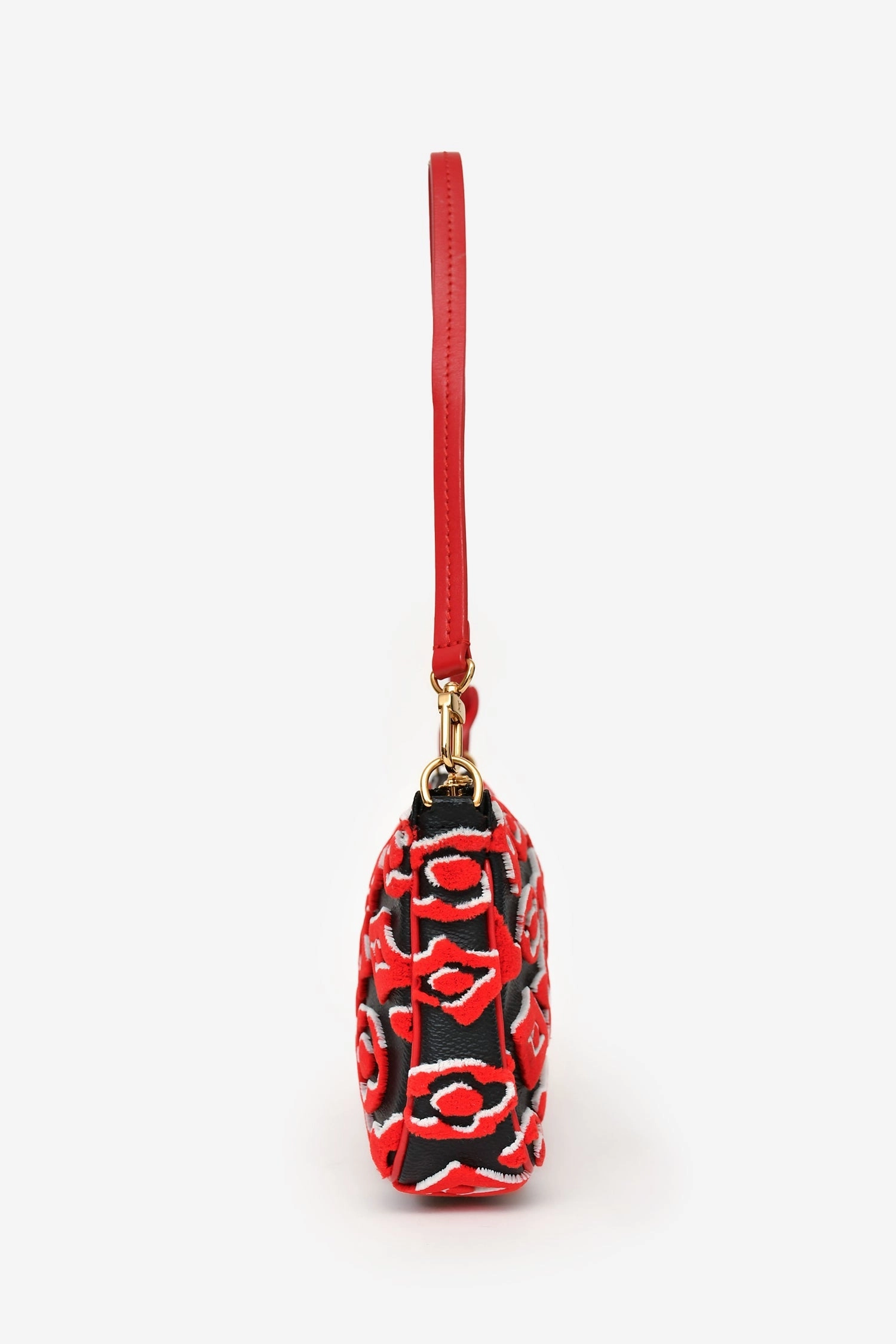 Louis Vuitton x Urs Fischer 2020 Black Leather Red Tufted Monogram Pochette Accessories