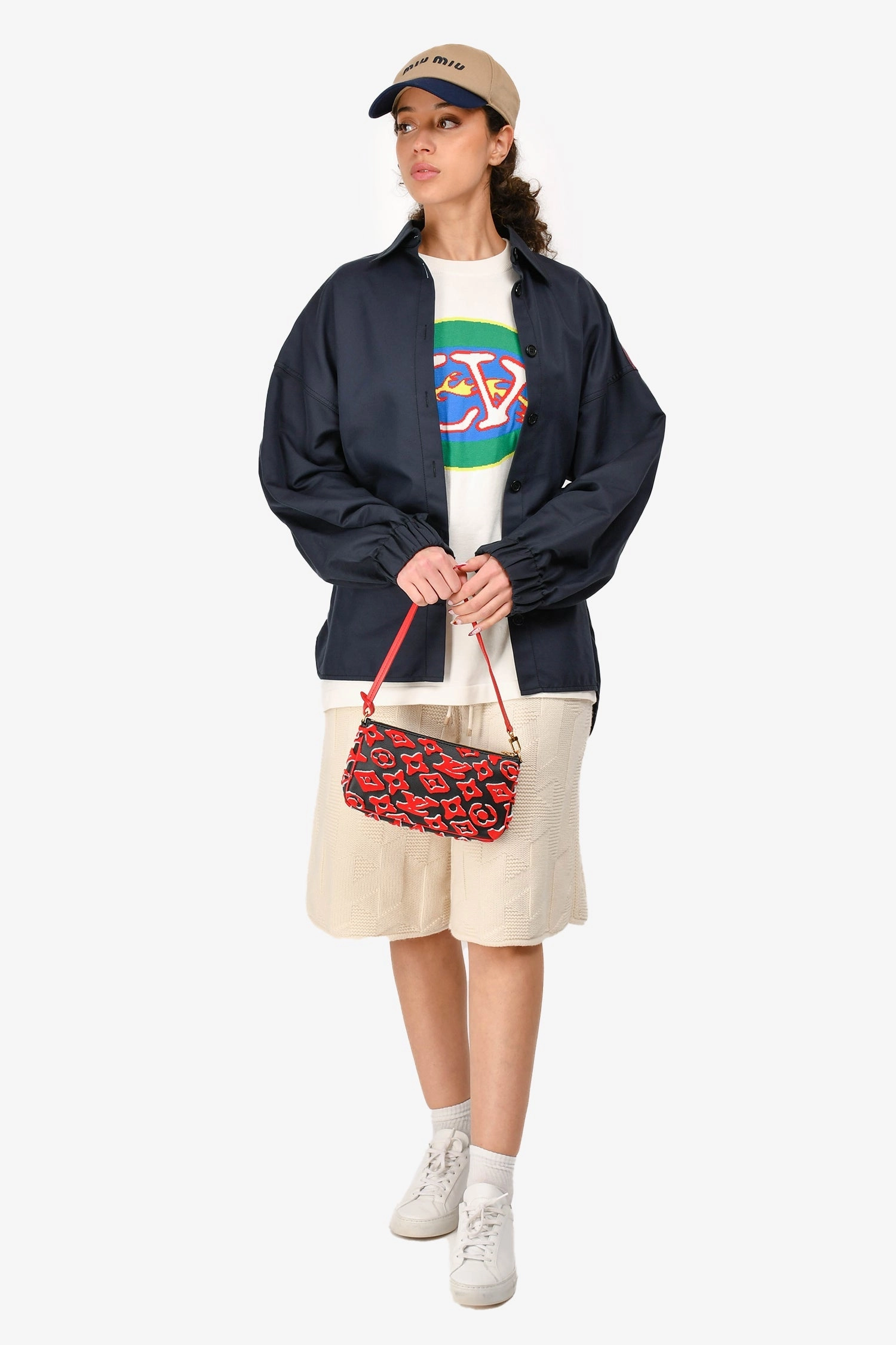 Louis Vuitton x Urs Fischer 2020 Black Leather Red Tufted Monogram Pochette Accessories