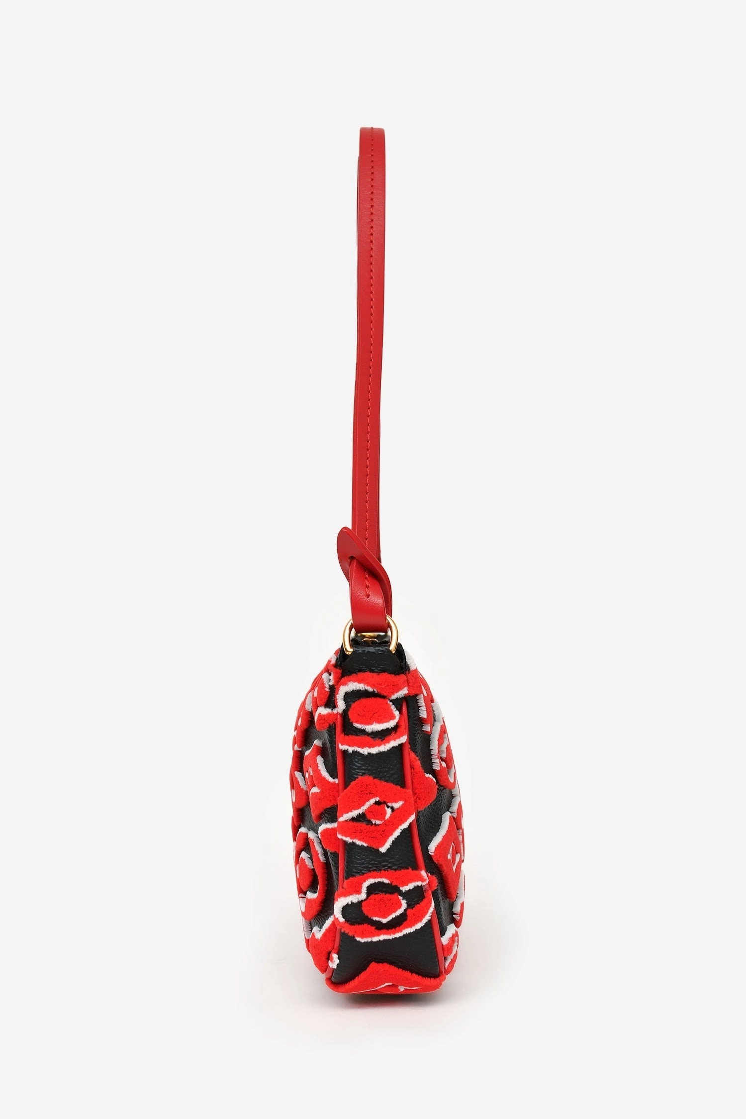 Louis Vuitton x Urs Fischer 2020 Black Leather Red Tufted Monogram Pochette Accessories