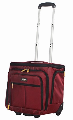 Lucas Luggage 15" Carry On Expandable Wheeled Under Seat Bag With Usb Port (Red)