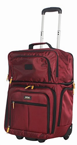 Lucas Luggage 15" Carry On Expandable Wheeled Under Seat Bag With Usb Port (Red)
