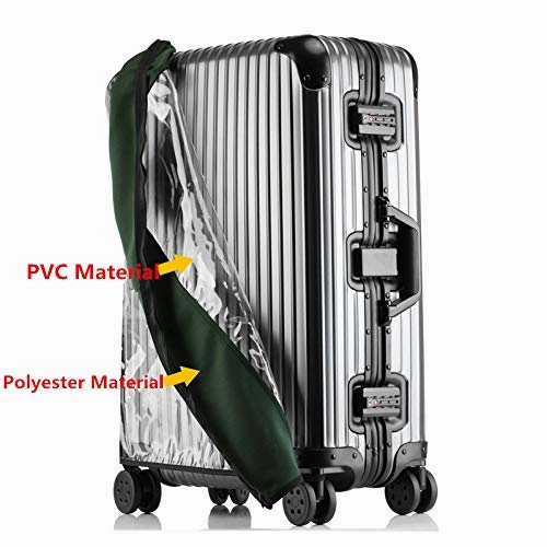 Luggage Cover,Clear PVC Transparent Travel Suitcase Protector Dust-proof Cover for 20-28 Inch Luggage (20" Luggage, Wine Red)