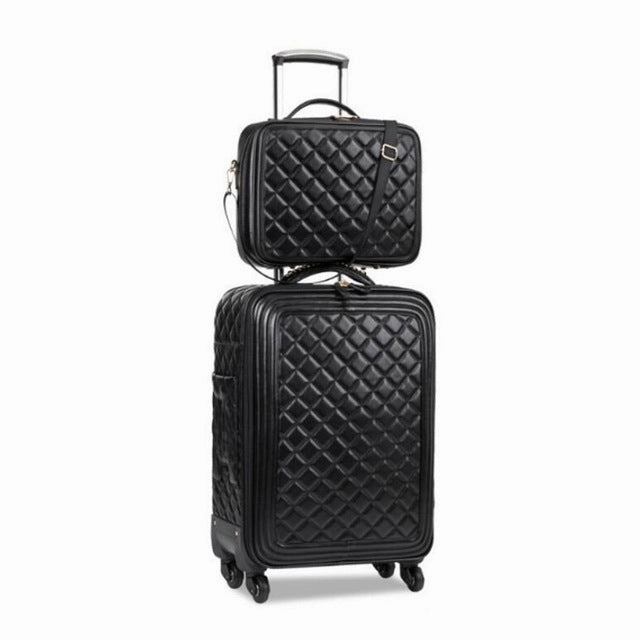 Luggage Sets,16/20/24 Inch Lady Carry-On Trolley Case,High-Quality Leather Suitcase,Retro