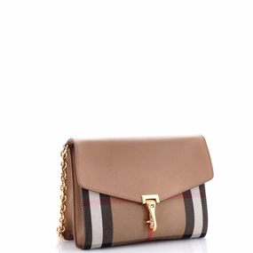 Macken Crossbody Bag Leather and House Check Canvas Small