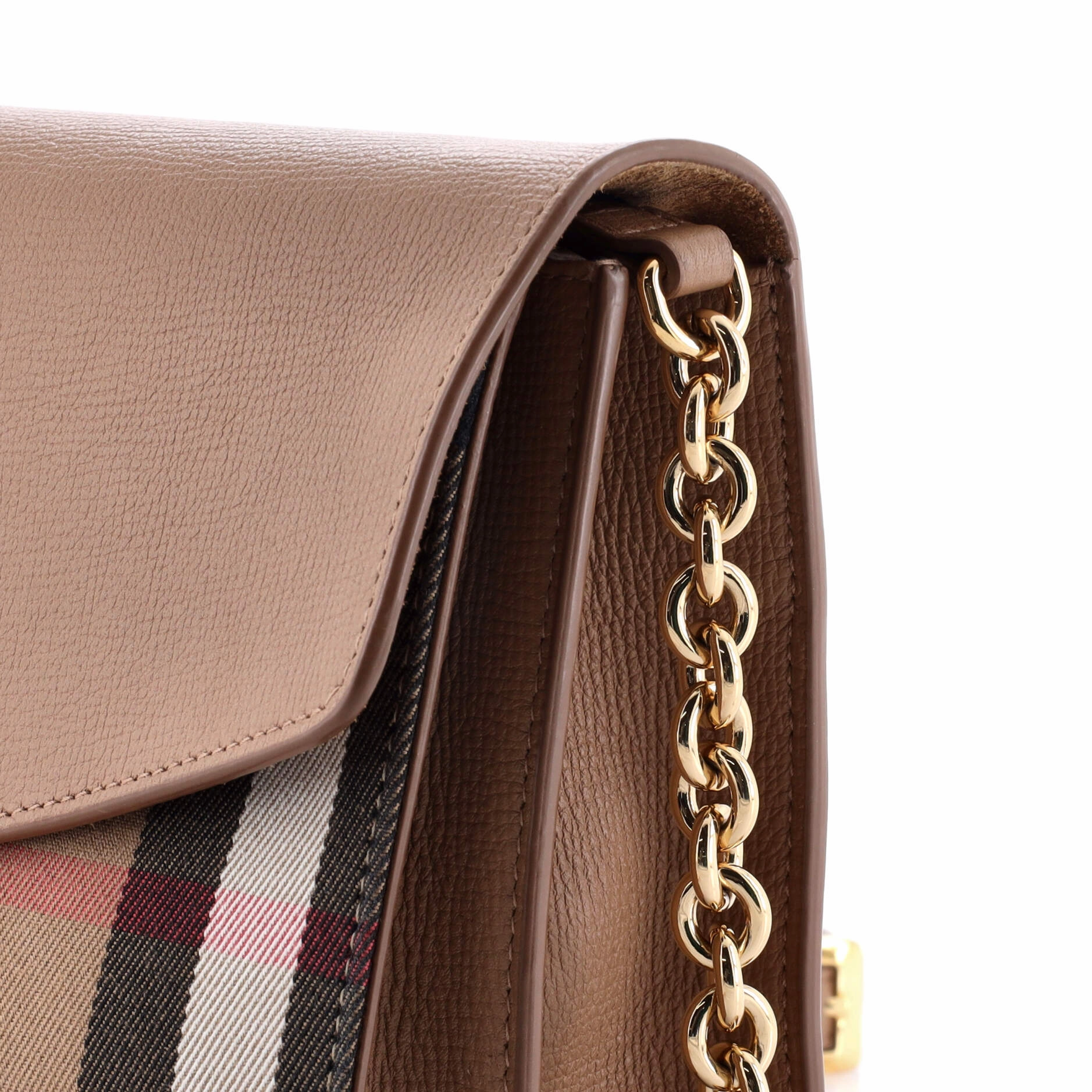 Macken Crossbody Bag Leather and House Check Canvas Small