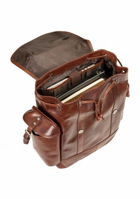 Mancini Buffalo Collection Leather Backpack for 15.6 Laptop and Tablet