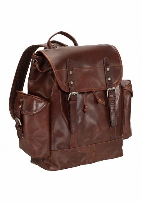 Mancini Buffalo Collection Leather Backpack for 15.6 Laptop and Tablet