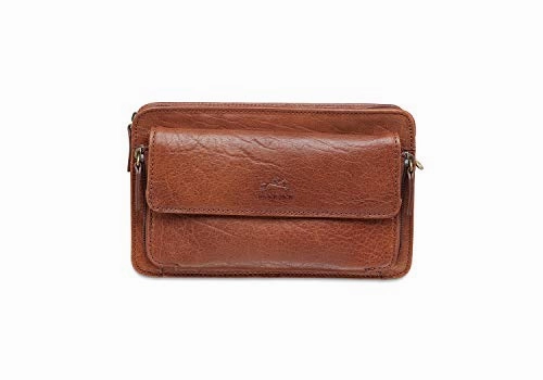 Mancini Front Organizer Unisex Bag in Cognac