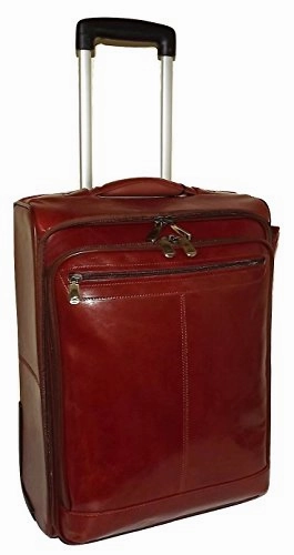 Mancini Leather 20" Carry-on Wheeled Laptop Business Case Luggage Cognac