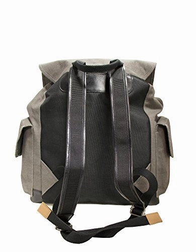 Mancini Leather Goods Large Backpack for 15.6" Laptop (Olive - Brown Trim)