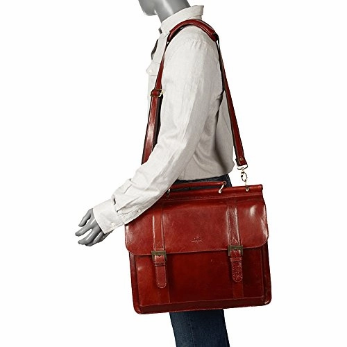 Mancini Leather Goods Luxurious Italian Leather Laptop Briefcase (Black)