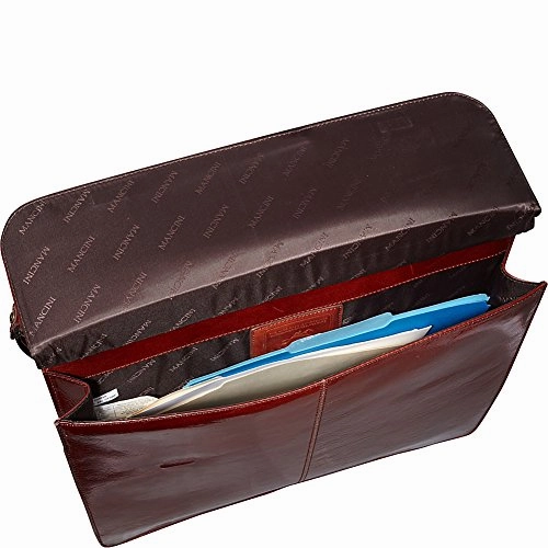 Mancini Leather Goods Luxurious Italian Leather Laptop Briefcase (Black)