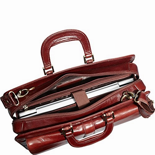 Mancini Luxurious Italian Leather Laptop Briefcase - Brown
