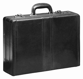 Mancini SIGNATURE Luxurious Italian Leather Expandable Attache Case in Black