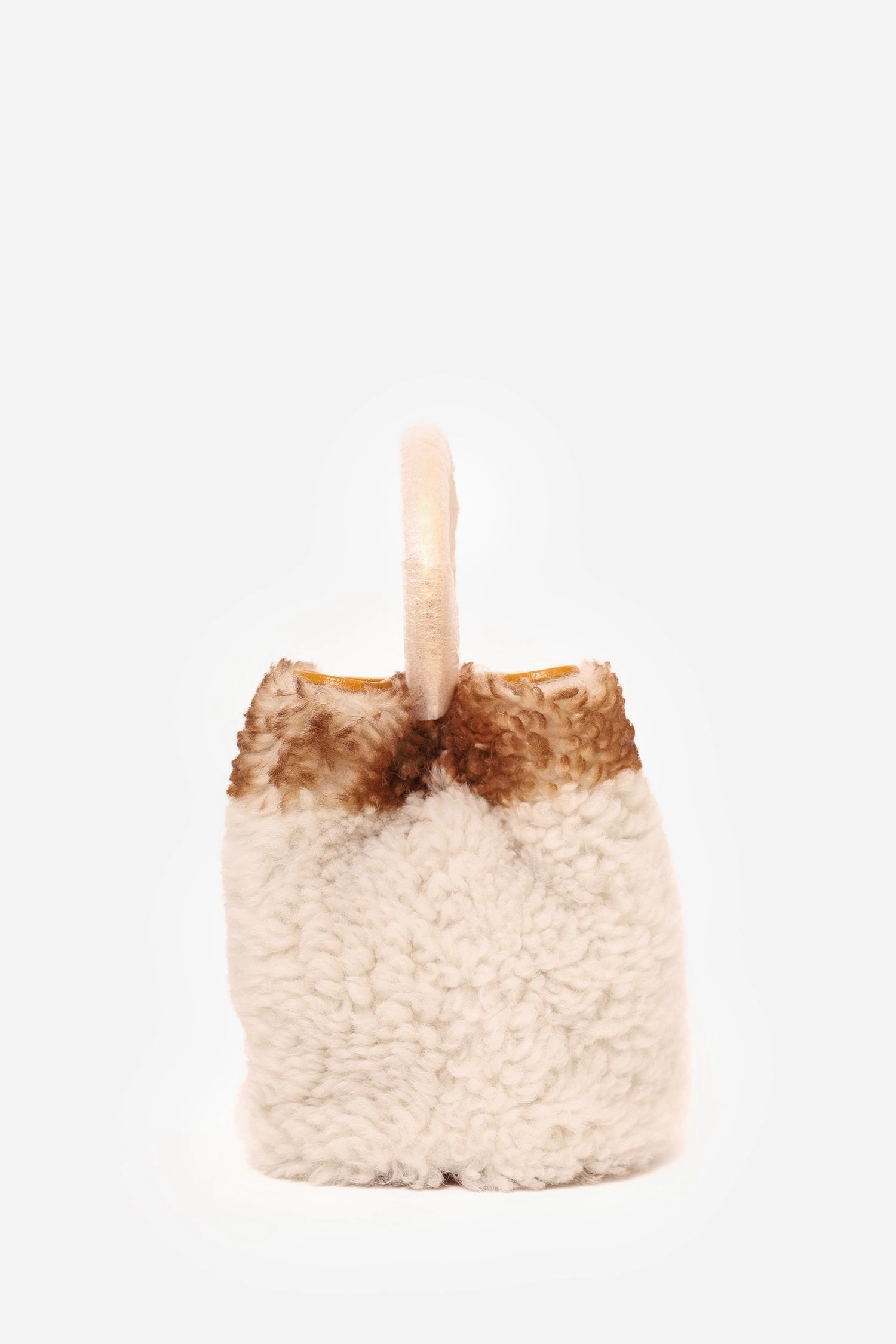 Marni White/Yellow Pannier Shearling Bucket Bag