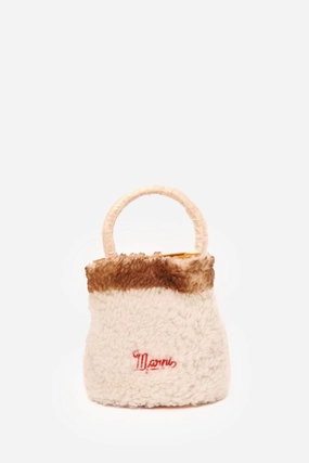 Marni White/Yellow Pannier Shearling Bucket Bag