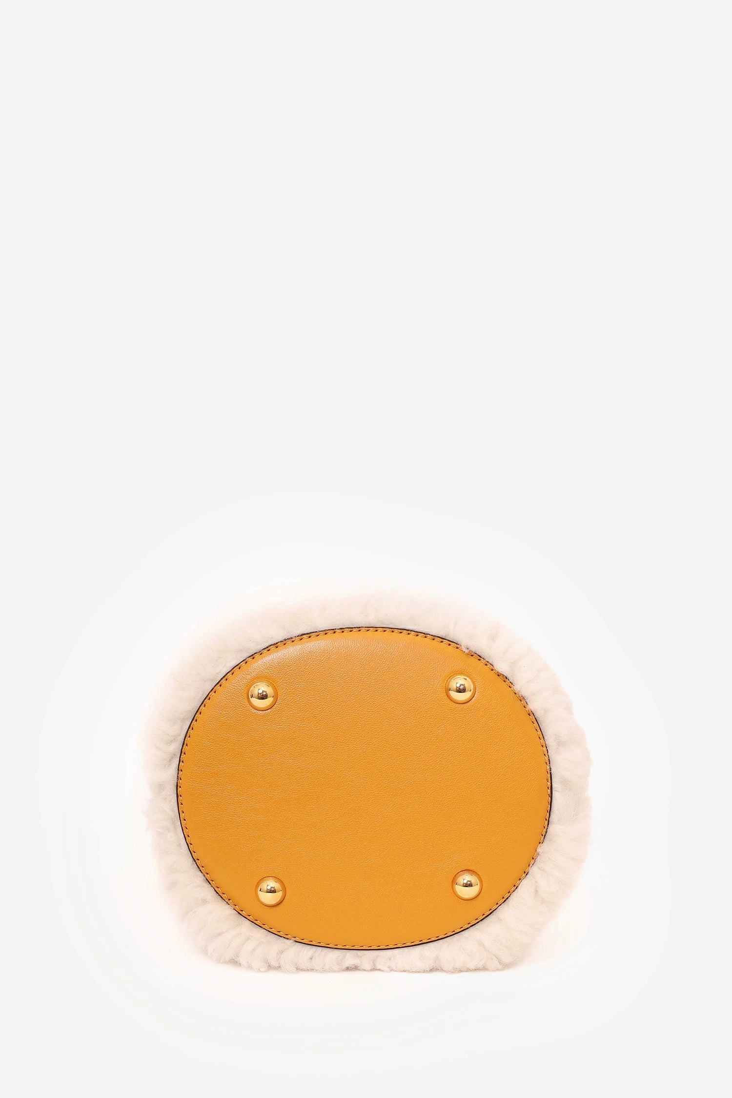 Marni White/Yellow Pannier Shearling Bucket Bag