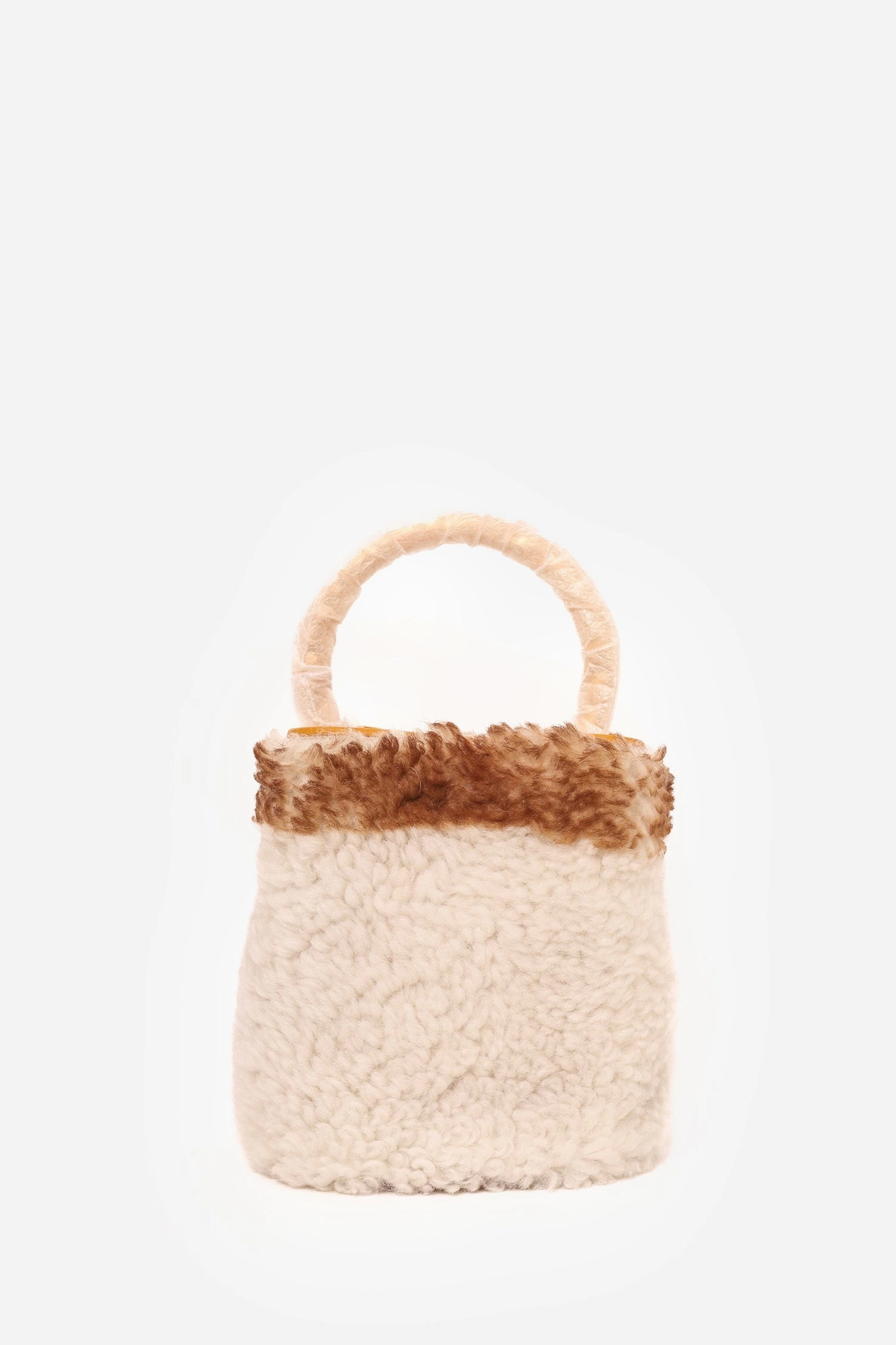 Marni White/Yellow Pannier Shearling Bucket Bag