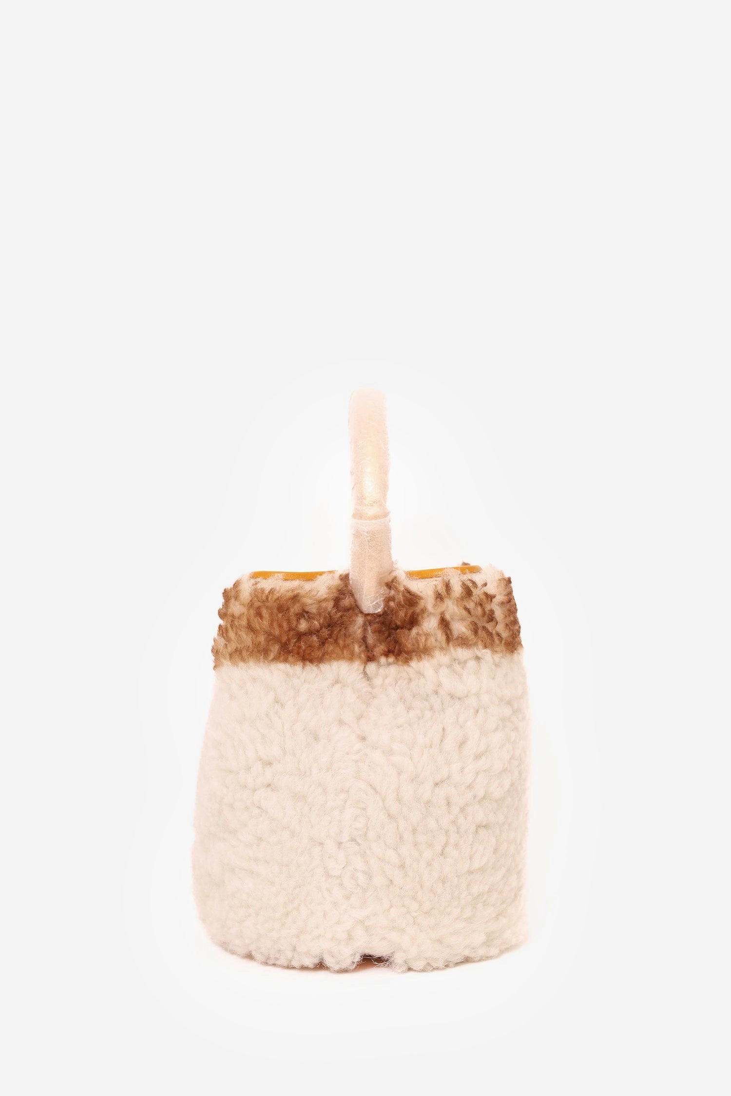 Marni White/Yellow Pannier Shearling Bucket Bag