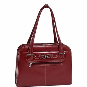 Mckleinusa Oak Grove 96636 Red Leather Fly-Through Checkpoint-Friendly Ladies' Briefcase