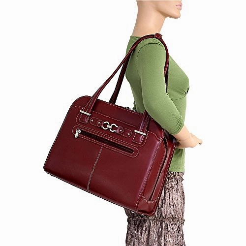 Mckleinusa Oak Grove 96636 Red Leather Fly-Through Checkpoint-Friendly Ladies' Briefcase