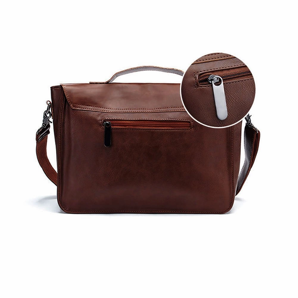 Men Briefcase Tote, Berchirly Vintage PU Leather Laptop Shoulder Messenger Bag for 14inch laptop
