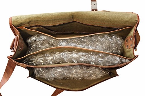 Men'S Large 16" Brown Leather Laptop Bag/Briefcase/Computer Messenger Bag With Padded Sleeve