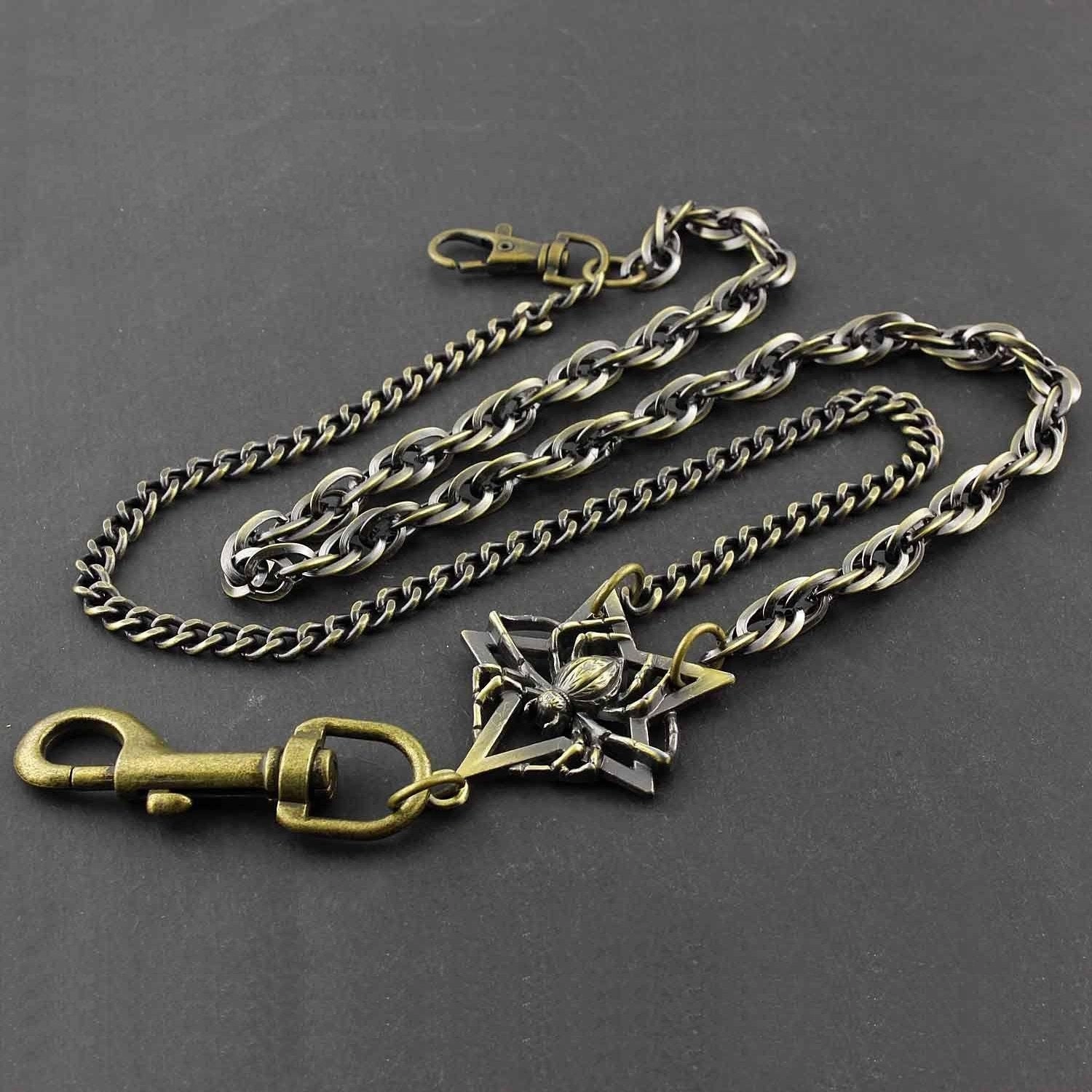 Metal Brass Spider Wallet Chain Cool Punk Rock Biker Trucker Wallet Chain Trucker Wallet Chain for Men