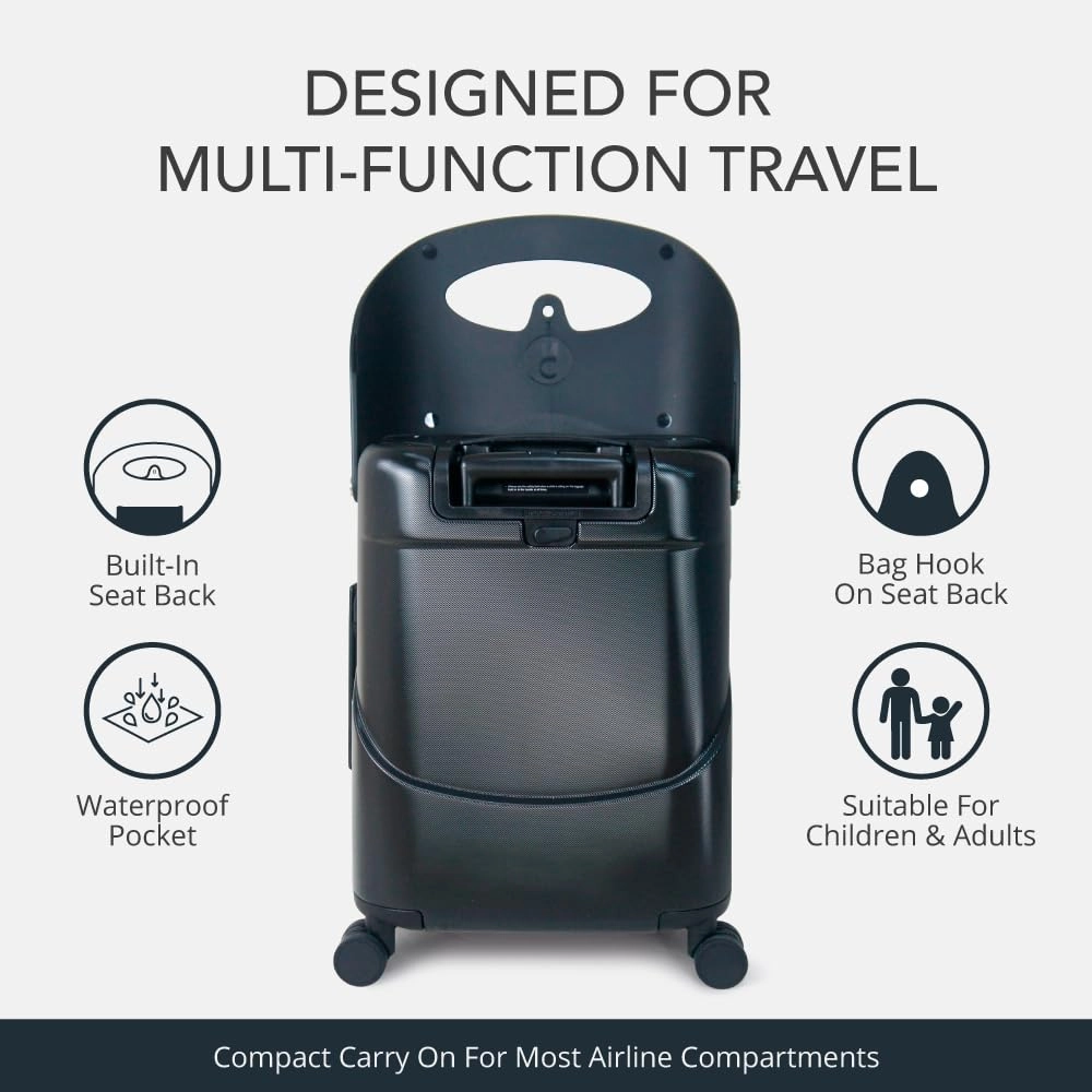 MiaMily 4-Wheel Carry On Luggage with Seat for Kids with Seat Belt