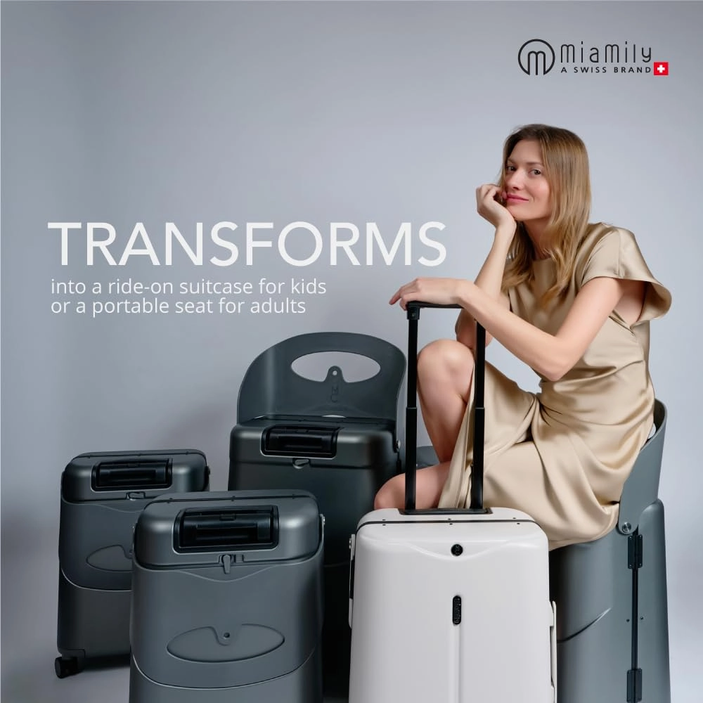 MiaMily 4-Wheel Carry On Luggage with Seat for Kids with Seat Belt