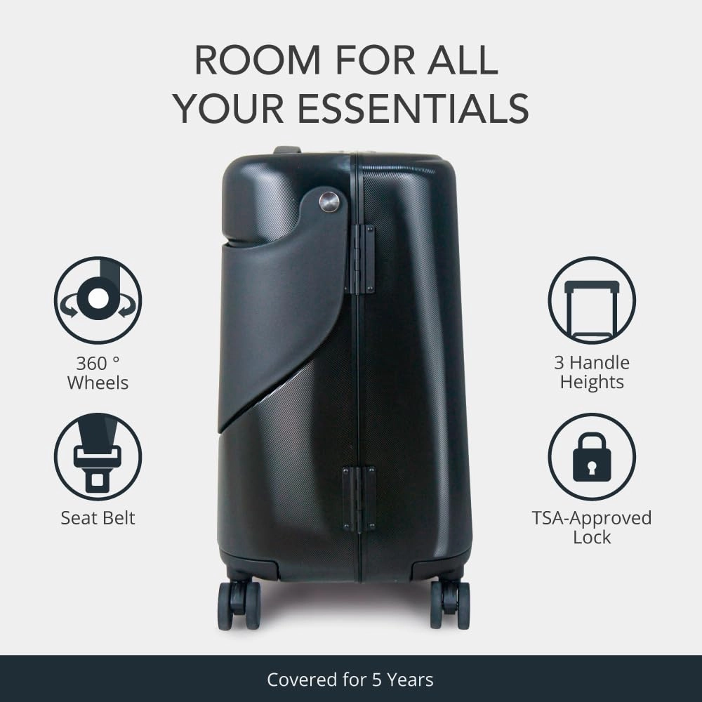 MiaMily 4-Wheel Carry On Luggage with Seat for Kids with Seat Belt
