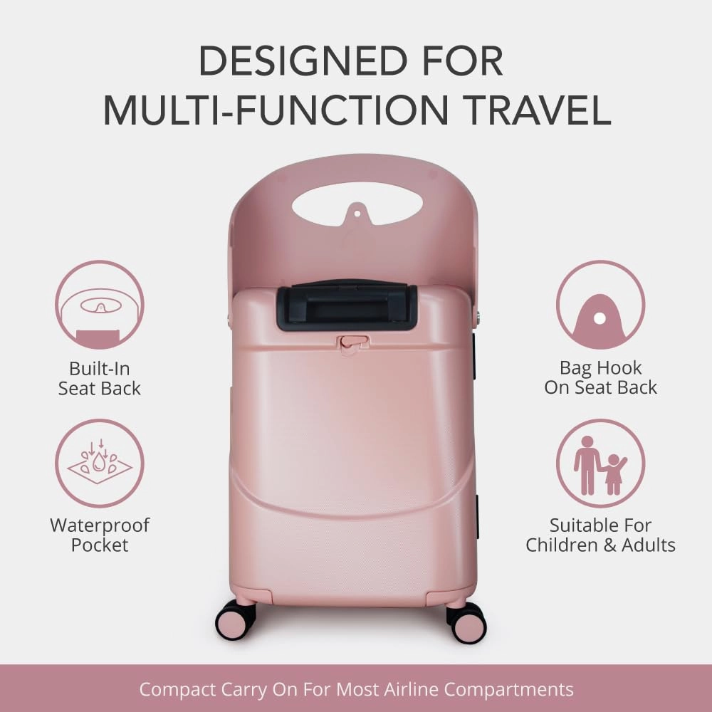 MiaMily 4-Wheel Carry On Luggage with Seat for Kids with Seat Belt